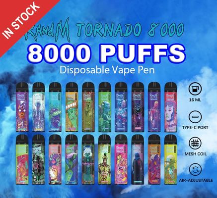 16ml E Juice Vape Pen 20 Flavors 8000 Puff Ceramic Coil / Mesh Coil