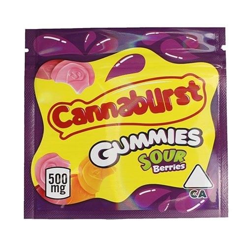 500mg Cannaburst Food Storage Mylar Bag Child Proof 130 X 130mm Size