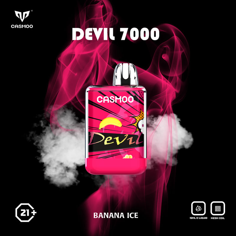 Disposable E Cigarette Vape Pen Casmoo Devil 7000 Puffs Non Refillable 14ml  Rechargeable